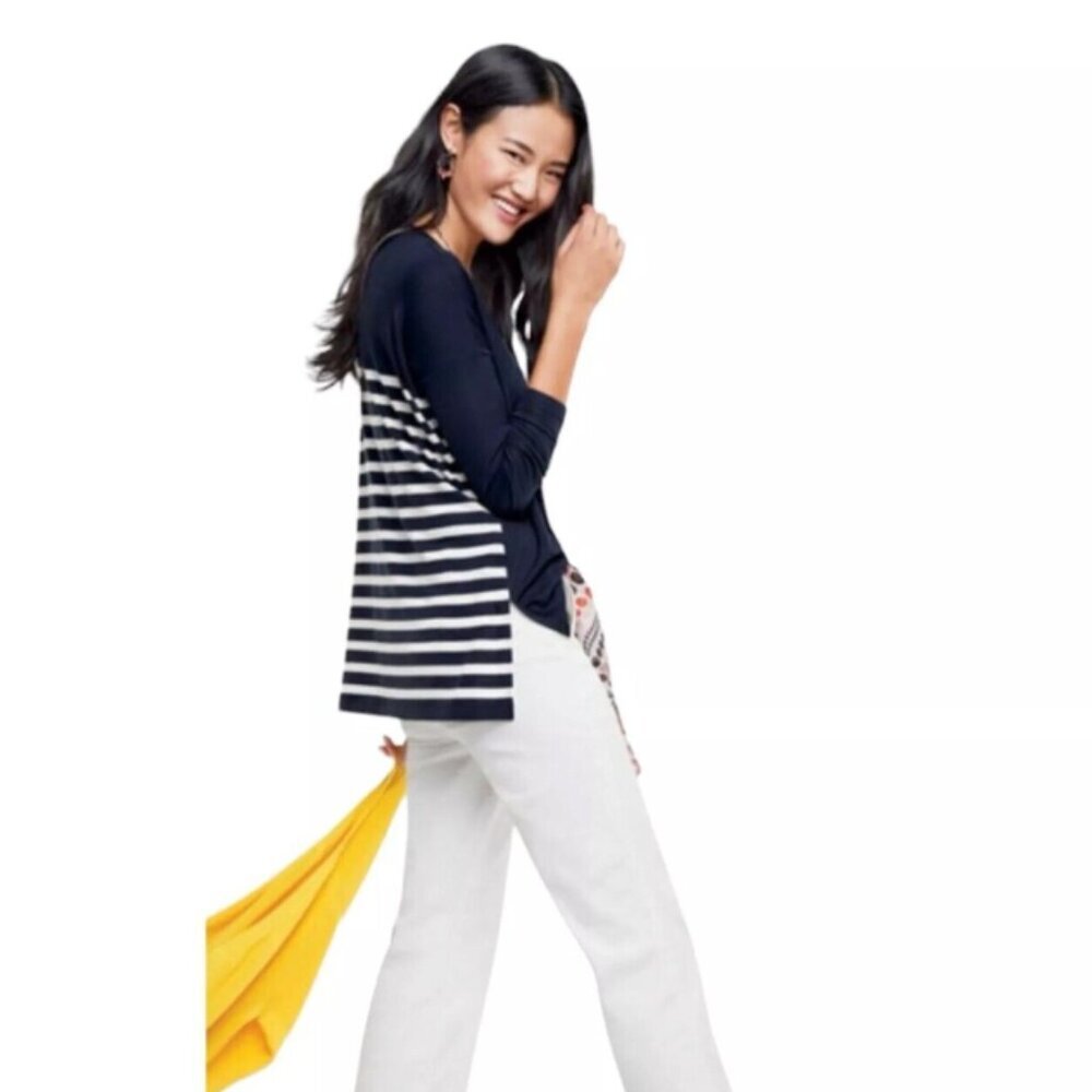 CAbi - Lighthouse Tee Navy Blue and White Striped Nautical Style 5742 Fits to 3X